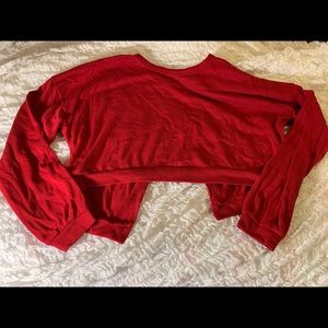 Red cropped long sleeve